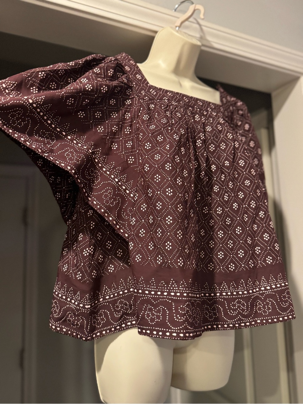 Madewell beautiful flutter sleeve floral blouse cotton viscose blend size large - Picture 2 of 8